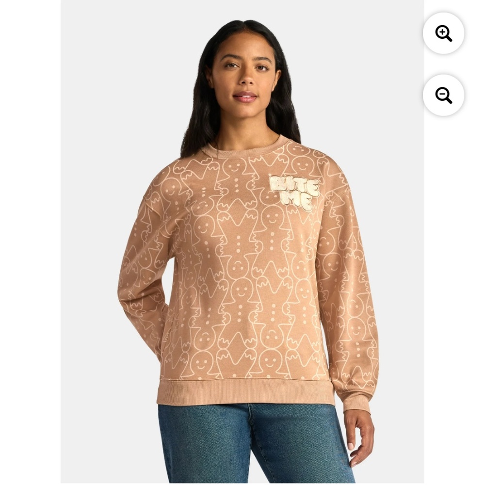 Gingerbread Man Women’s Tawny Brown Sweatshirt Size Large NWT